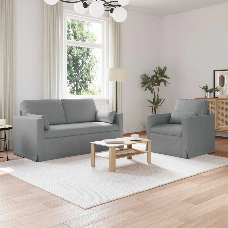 Sofos komplektas 2 pcs Šviesiai pilka 158 x 78 x 80 cm audinys