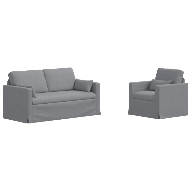 Sofos komplektas 2 pcs Šviesiai pilka 158 x 78 x 80 cm audinys