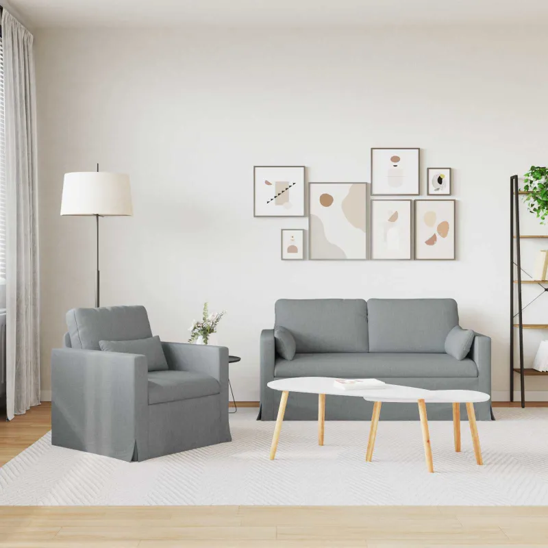 Sofos komplektas 2 pcs Šviesiai pilka 158 x 78 x 80 cm audinys