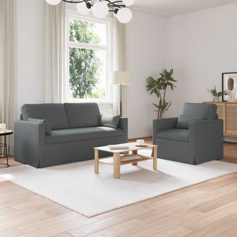 Sofos komplektas 2 pcs Tamsiai pilka 158 x 78 x 80 cm audinys