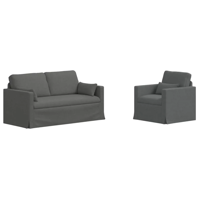 Sofos komplektas 2 pcs Tamsiai pilka 158 x 78 x 80 cm audinys