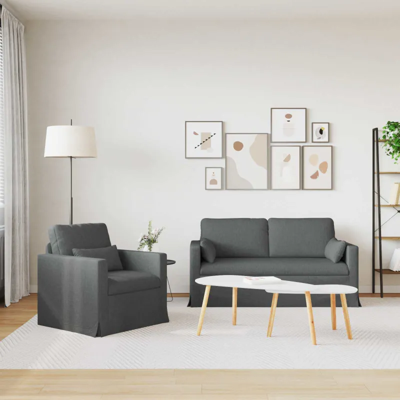 Sofos komplektas 2 pcs Tamsiai pilka 158 x 78 x 80 cm audinys