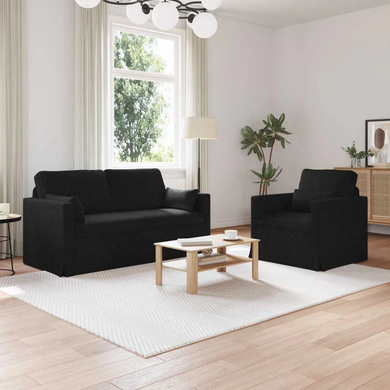 Sofos komplektas 2 pcs Juoda 158 x 78 x 80 cm audinys