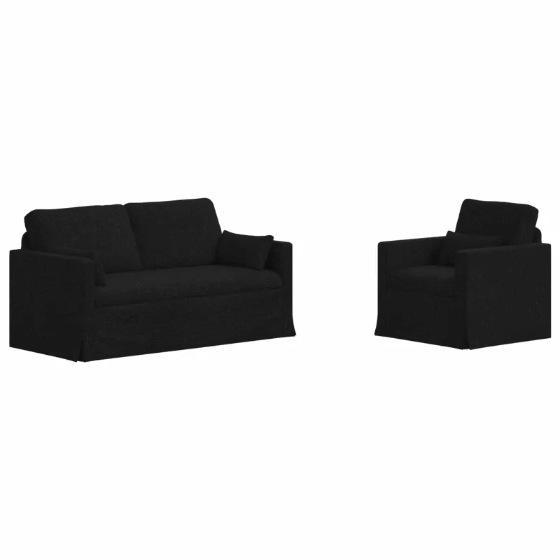 Sofos komplektas 2 pcs Juoda 158 x 78 x 80 cm audinys