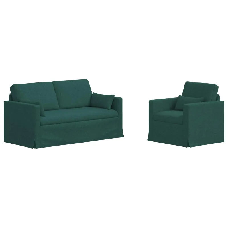Sofos komplektas 2 pcs Tamsiai žalia 158 x 78 x 80 cm audinys
