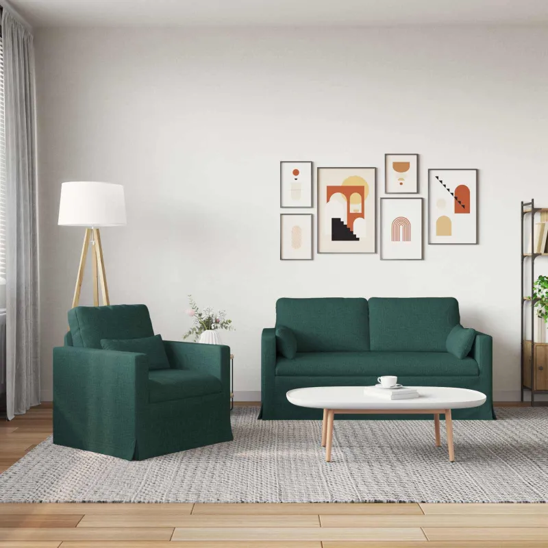 Sofos komplektas 2 pcs Tamsiai žalia 158 x 78 x 80 cm audinys