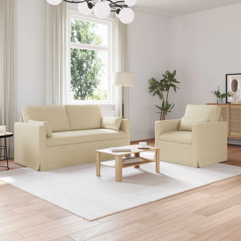 Sofos komplektas 2 pcs Kreminė 158 x 78 x 80 cm audinys
