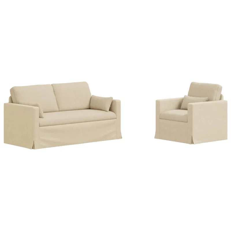 Sofos komplektas 2 pcs Kreminė 158 x 78 x 80 cm audinys
