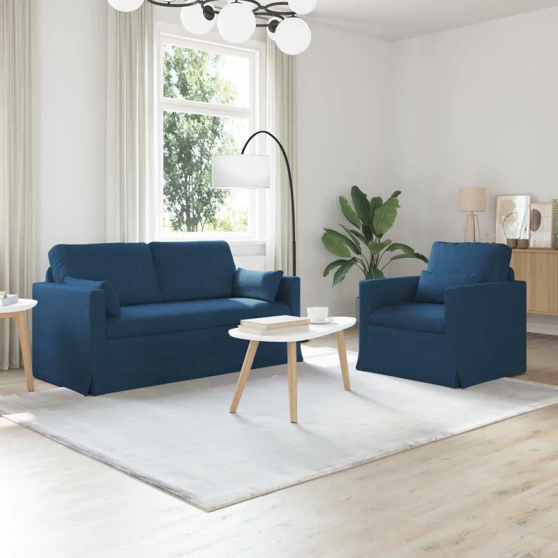 Sofos komplektas 2 pcs Mėlyna 158 x 78 x 80 cm audinys