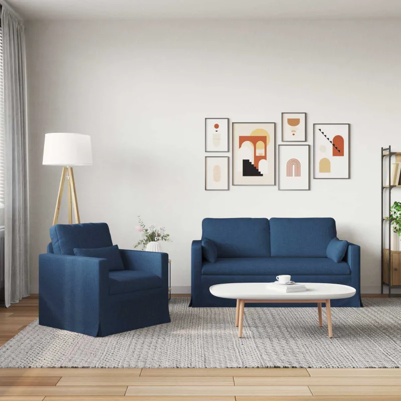 Sofos komplektas 2 pcs Mėlyna 158 x 78 x 80 cm audinys