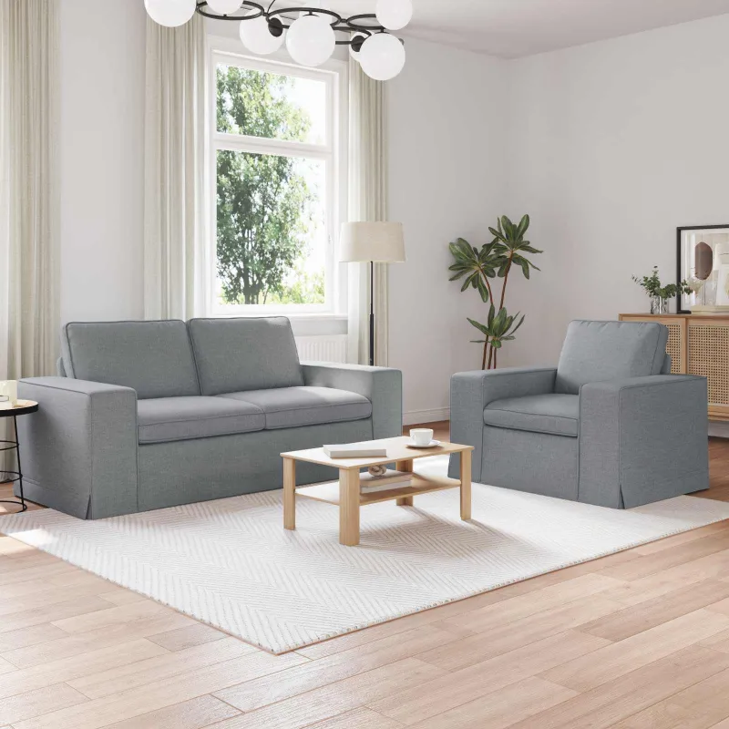 Sofos komplektas 2 pcs Šviesiai pilka 182 x 80 x 82 cm audinys