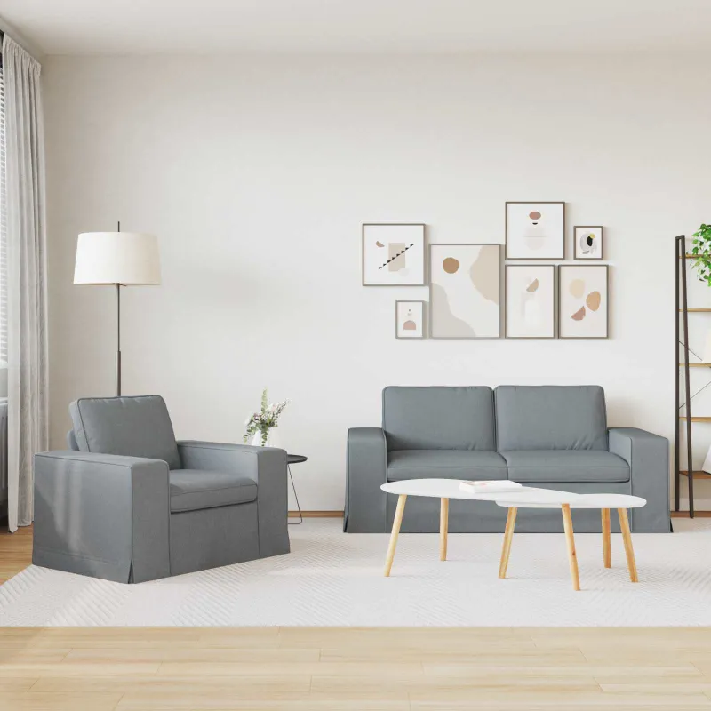 Sofos komplektas 2 pcs Šviesiai pilka 182 x 80 x 82 cm audinys