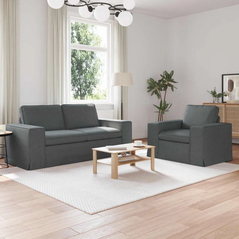 Sofos komplektas 2 pcs Tamsiai pilka 182 x 80 x 82 cm audinys