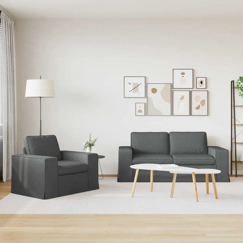 Sofos komplektas 2 pcs Tamsiai pilka 182 x 80 x 82 cm audinys