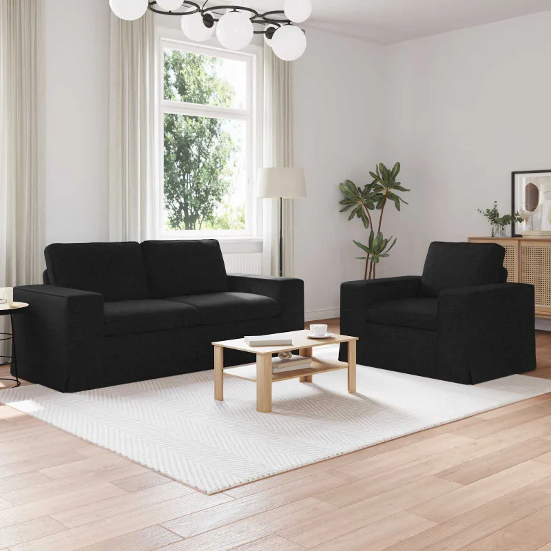 Sofos komplektas 2 pcs Juoda 182 x 80 x 82 cm audinys