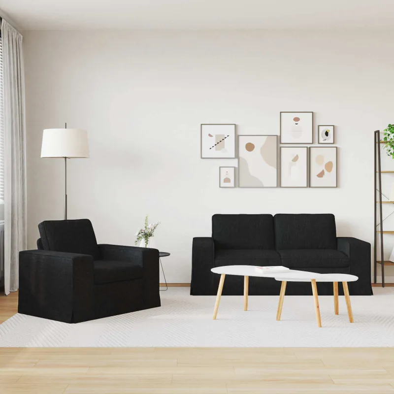 Sofos komplektas 2 pcs Juoda 182 x 80 x 82 cm audinys