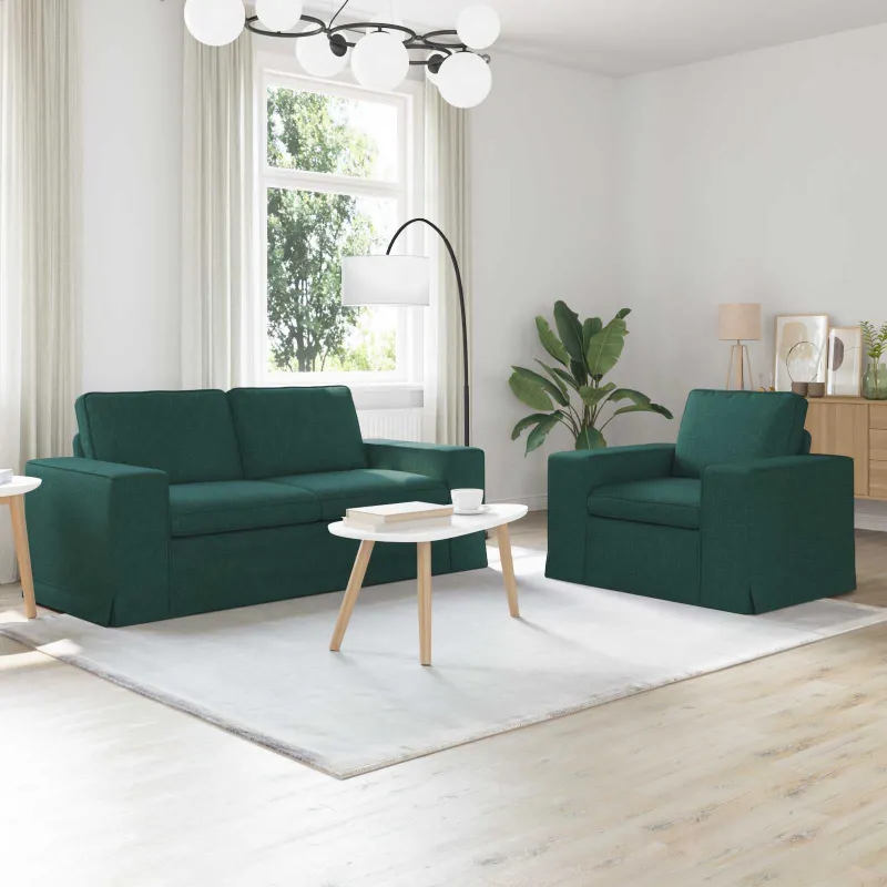 Sofos komplektas 2 pcs Tamsiai žalia 182 x 80 x 82 cm audinys