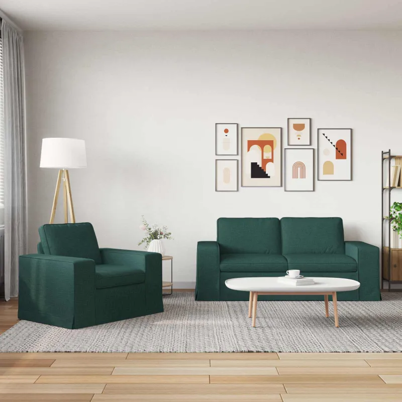 Sofos komplektas 2 pcs Tamsiai žalia 182 x 80 x 82 cm audinys