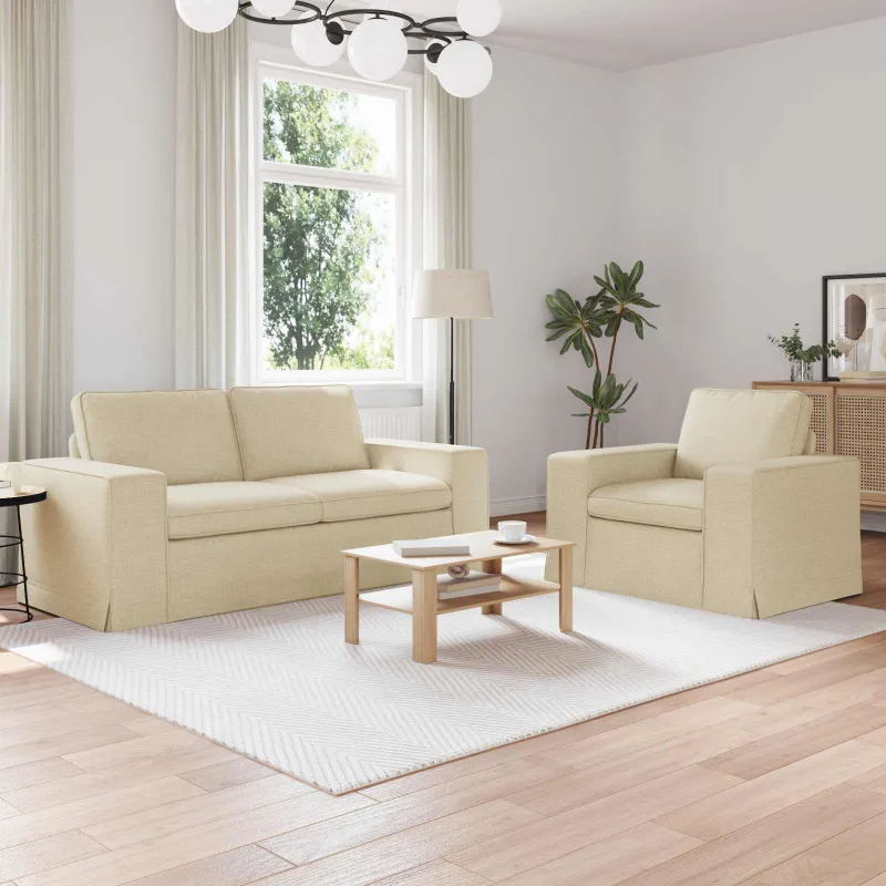 Sofos komplektas 2 pcs Kreminė 182 x 80 x 82 cm audinys