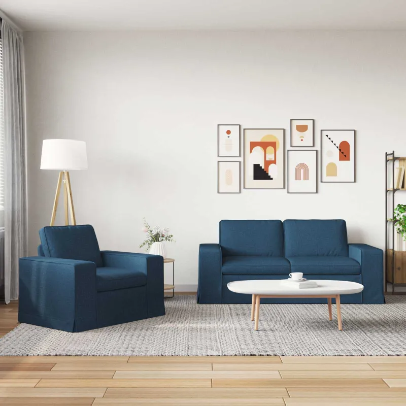 Sofos komplektas 2 pcs Mėlyna 182 x 80 x 82 cm audinys
