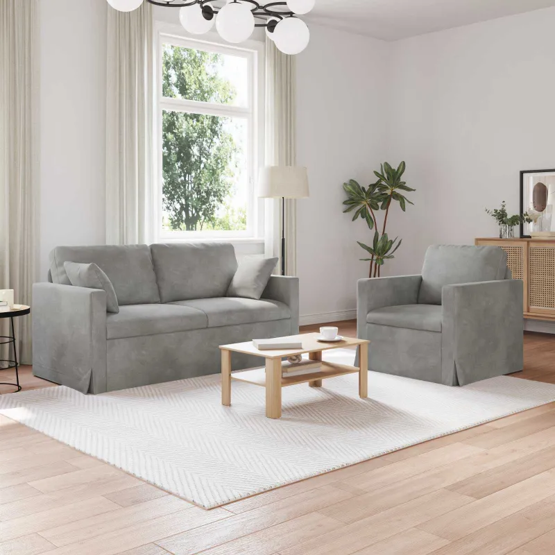 Sofos komplektas 2 pcs Šviesiai pilka 158 x 78 x 80 cm Aksomas