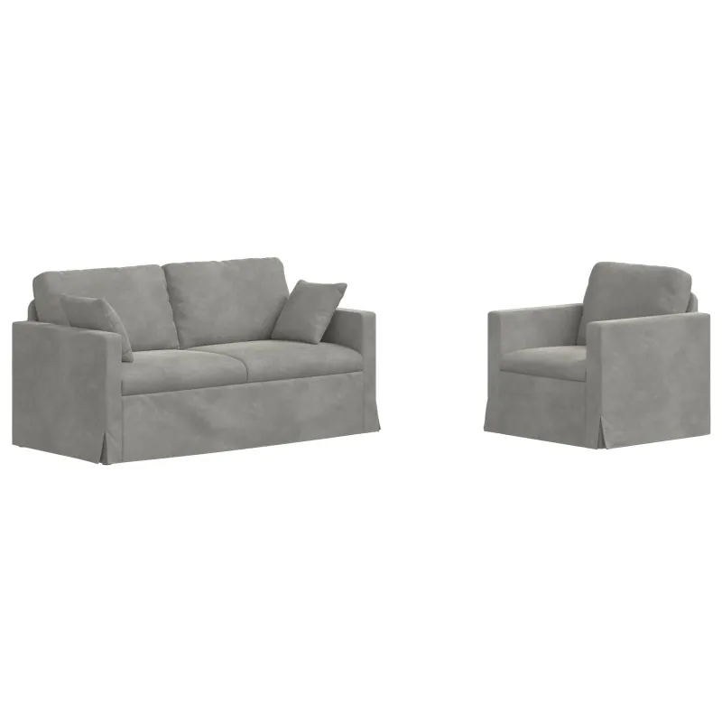 Sofos komplektas 2 pcs Šviesiai pilka 158 x 78 x 80 cm Aksomas
