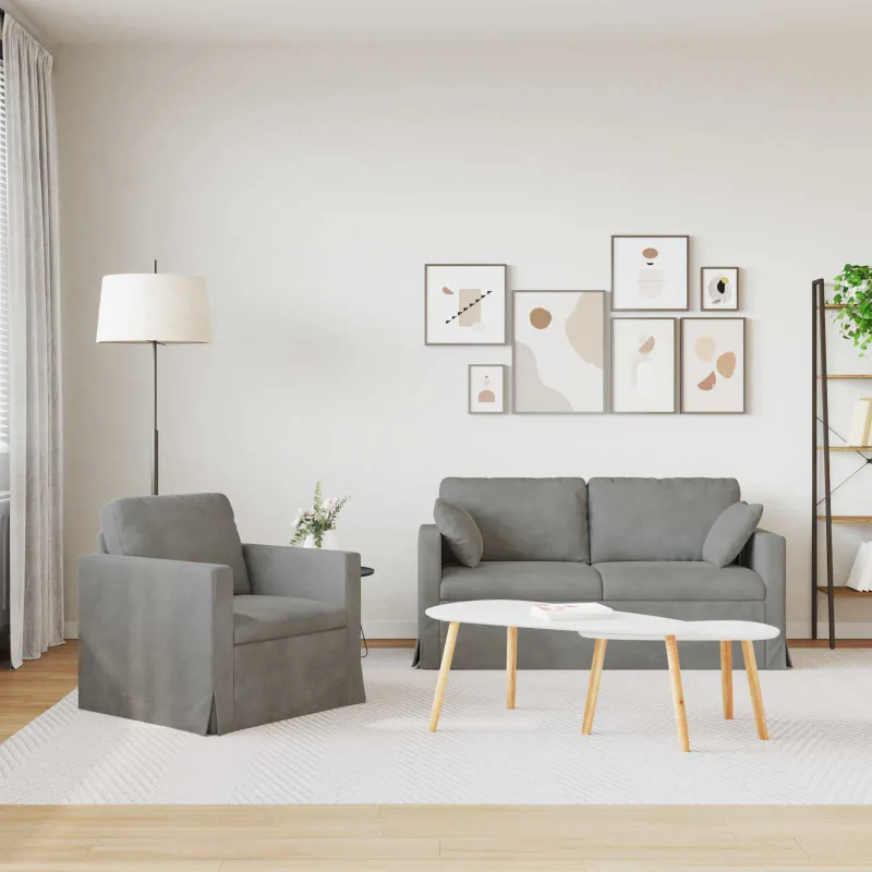 Sofos komplektas 2 pcs Šviesiai pilka 158 x 78 x 80 cm Aksomas
