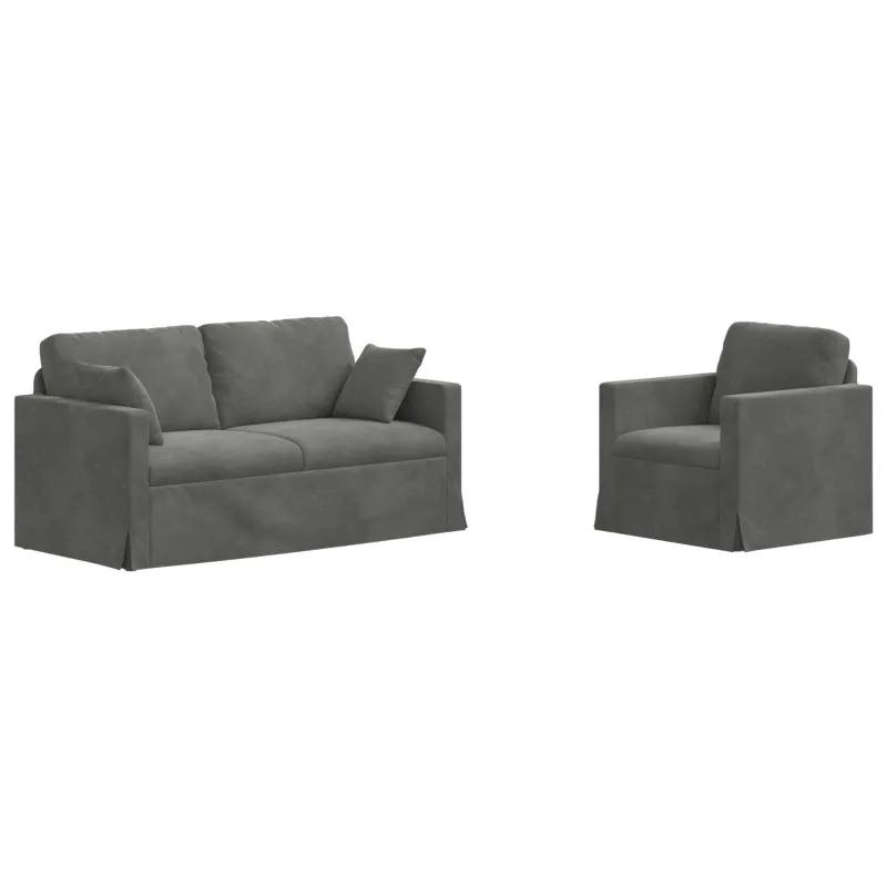 Sofos komplektas 2 pcs Tamsiai pilka 158 x 78 x 80 cm Aksomas