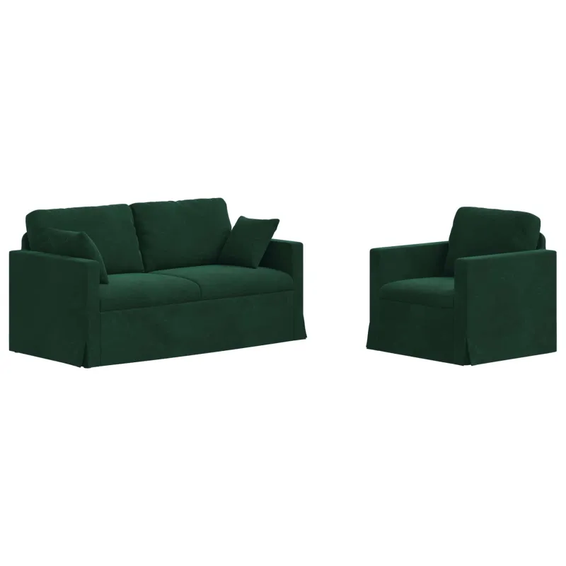 Sofos komplektas 2 pcs Tamsiai žalia 158 x 78 x 80 cm Aksomas