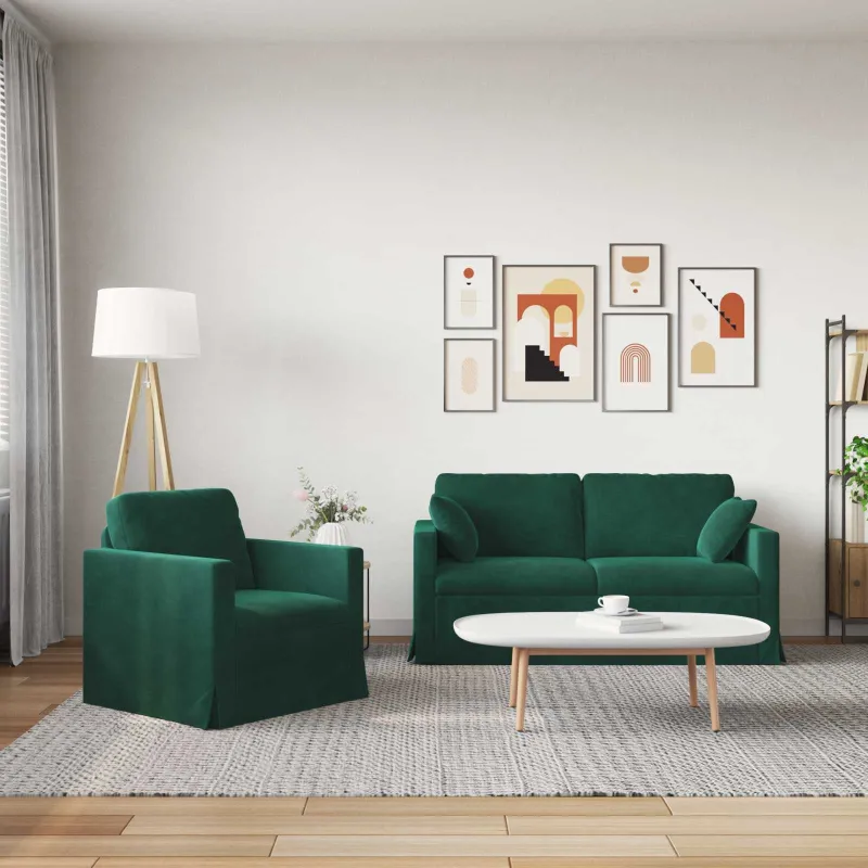 Sofos komplektas 2 pcs Tamsiai žalia 158 x 78 x 80 cm Aksomas