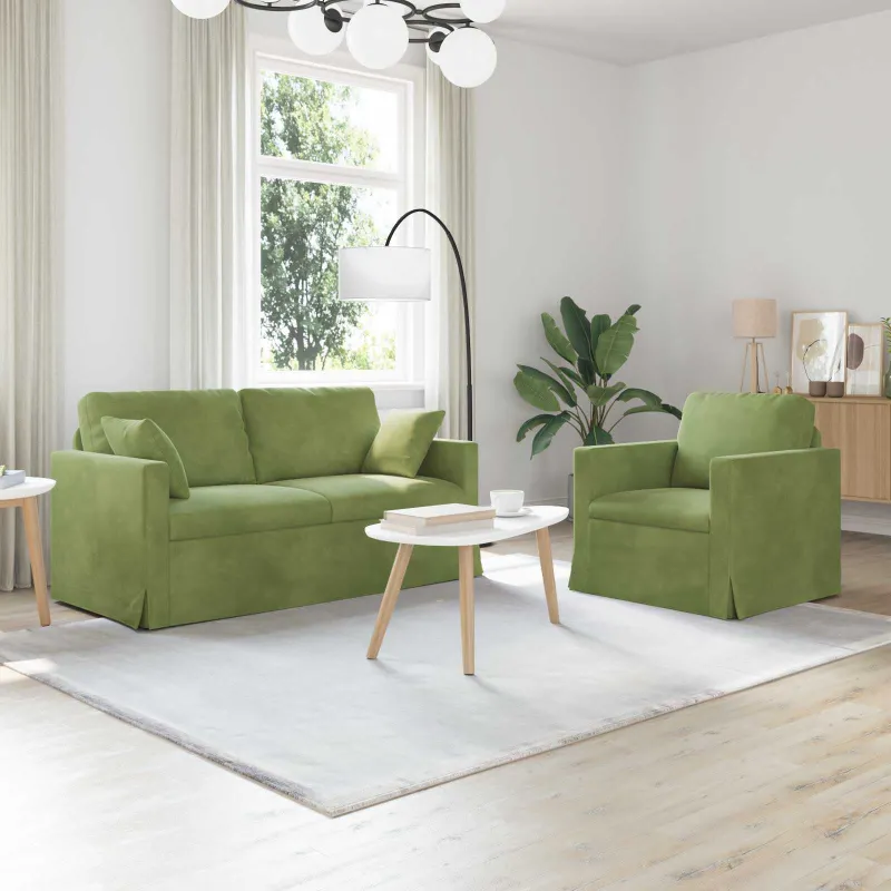 Sofos komplektas 2 pcs Šviesiai žalia 158 x 78 x 80 cm Aksomas