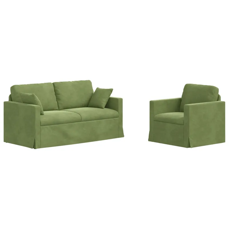 Sofos komplektas 2 pcs Šviesiai žalia 158 x 78 x 80 cm Aksomas