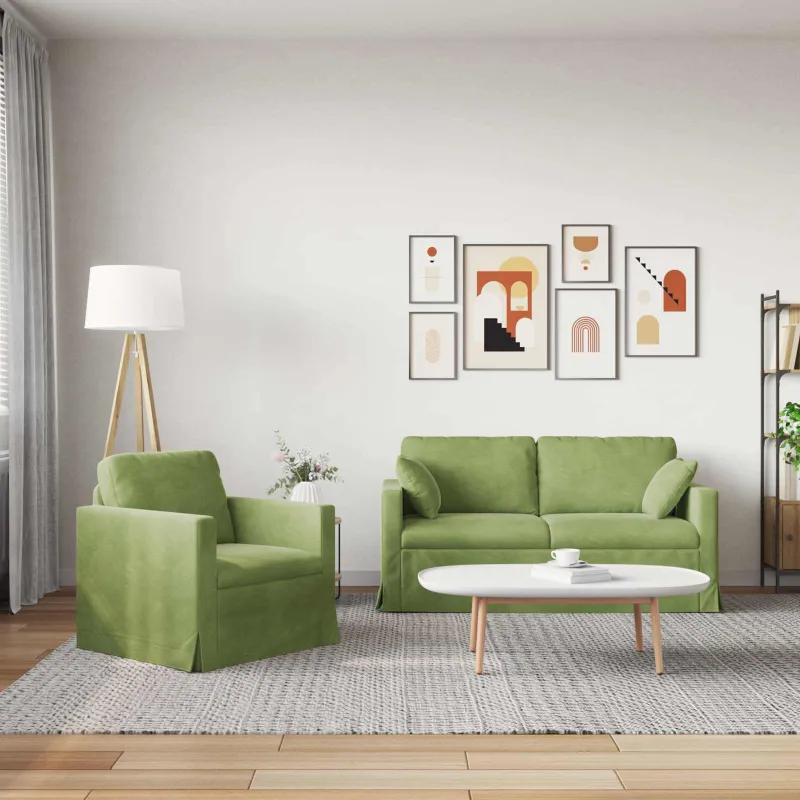 Sofos komplektas 2 pcs Šviesiai žalia 158 x 78 x 80 cm Aksomas