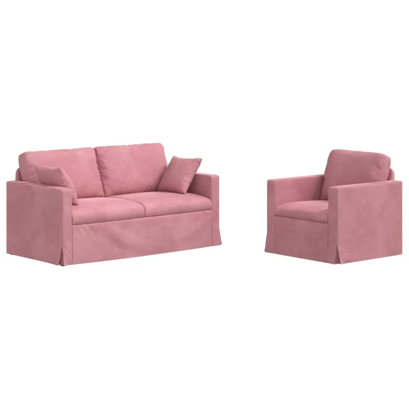 Sofos komplektas 2 pcs Rožinė 158 x 78 x 80 cm Aksomas