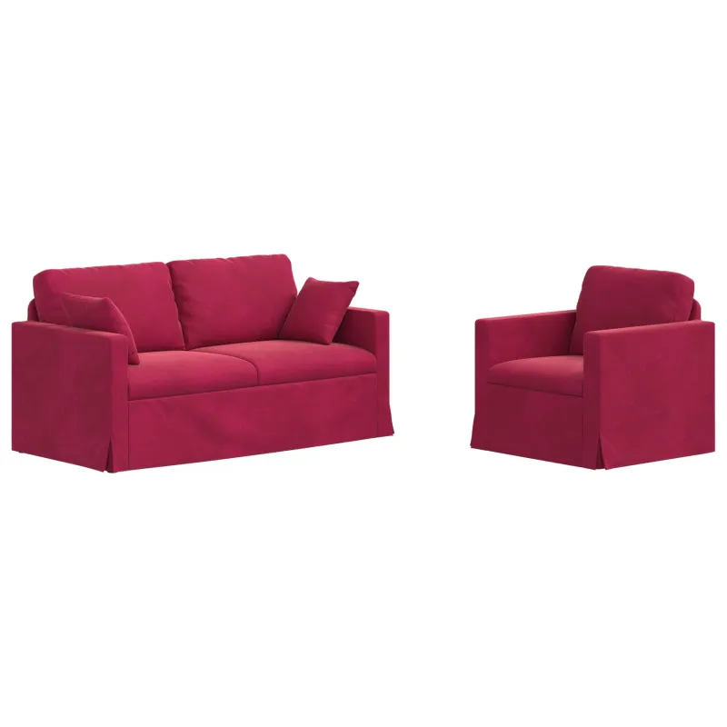 Sofos komplektas 2 pcs Vyno raudona 158 x 78 x 80 cm Aksomas