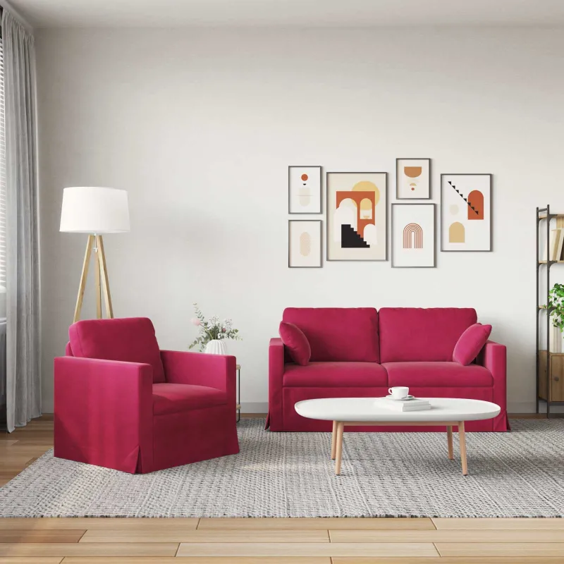 Sofos komplektas 2 pcs Vyno raudona 158 x 78 x 80 cm Aksomas