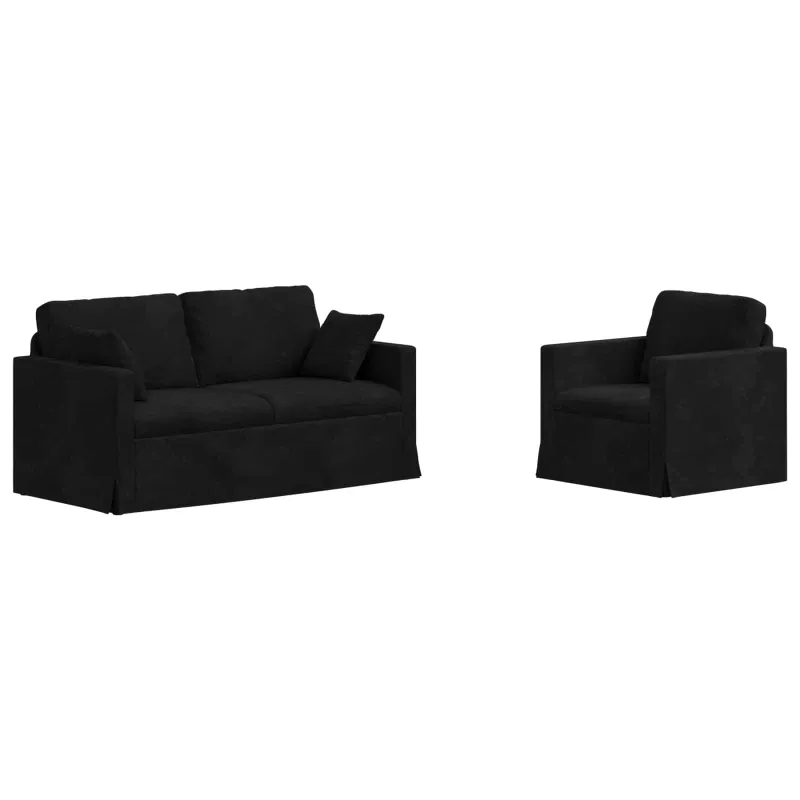 Sofos komplektas 2 pcs Juoda 158 x 78 x 80 cm Aksomas
