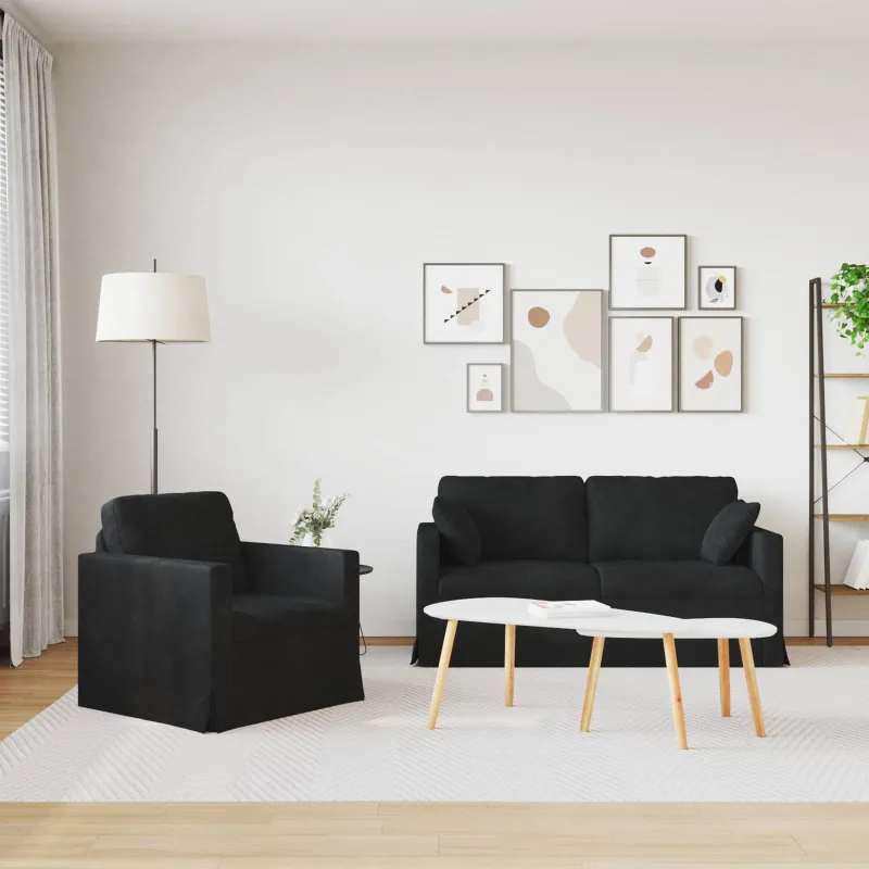 Sofos komplektas 2 pcs Juoda 158 x 78 x 80 cm Aksomas