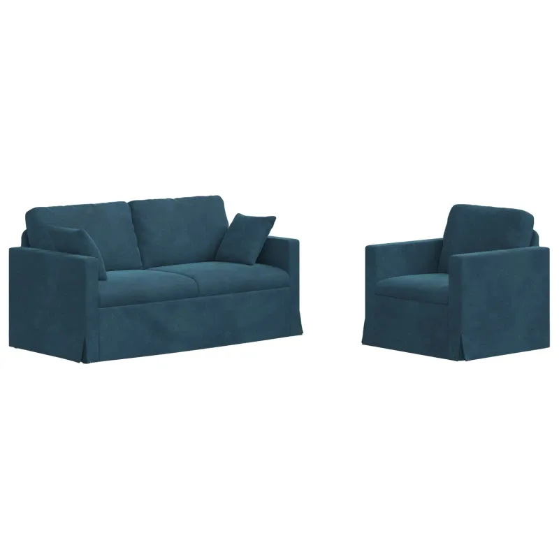 Sofos komplektas 2 pcs Mėlyna 158 x 78 x 80 cm Aksomas
