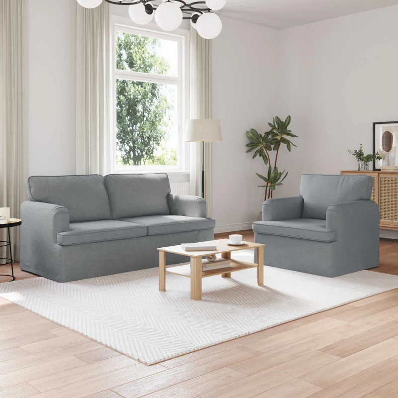 Sofos komplektas 2 pcs Šviesiai pilka 162 x 80 x 85 cm audinys