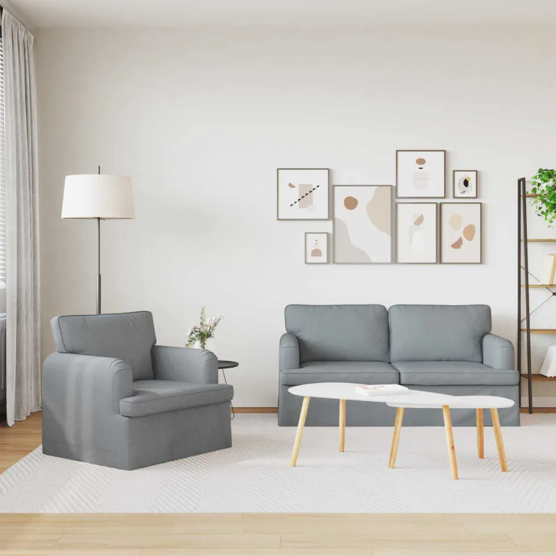 Sofos komplektas 2 pcs Šviesiai pilka 162 x 80 x 85 cm audinys