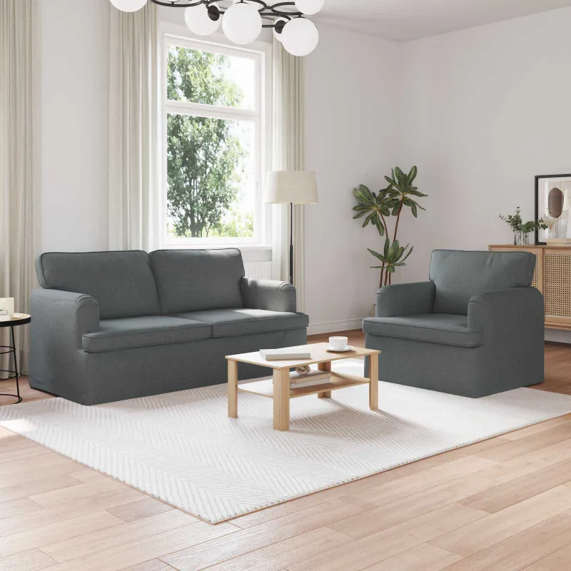 Sofos komplektas 2 pcs Tamsiai pilka 162 x 80 x 85 cm audinys