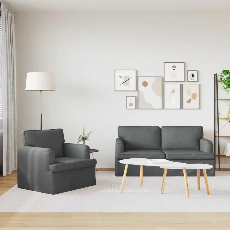 Sofos komplektas 2 pcs Tamsiai pilka 162 x 80 x 85 cm audinys