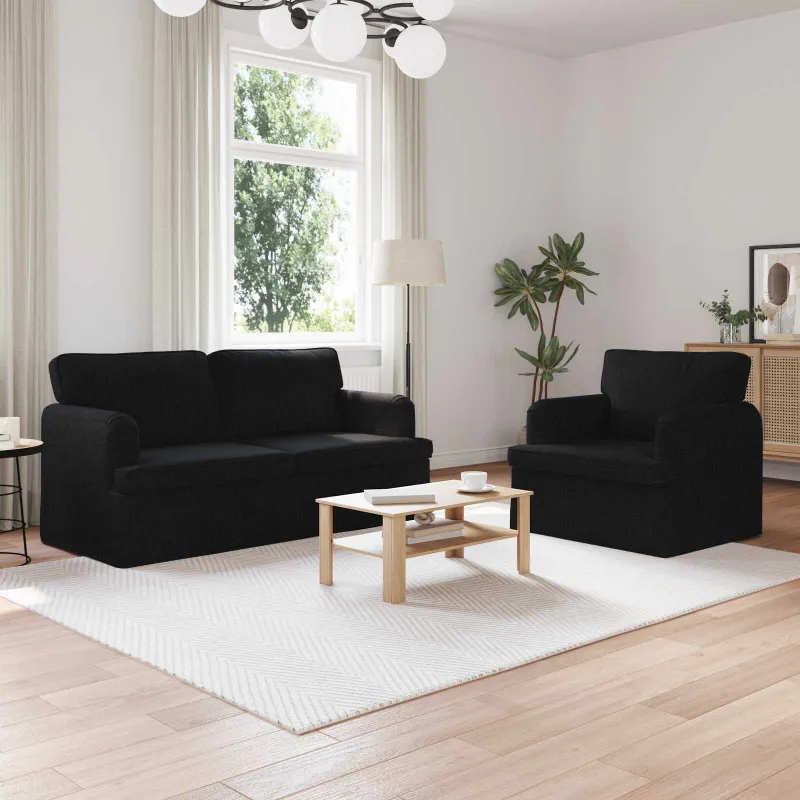 Sofos komplektas 2 pcs Juoda 162 x 80 x 85 cm audinys