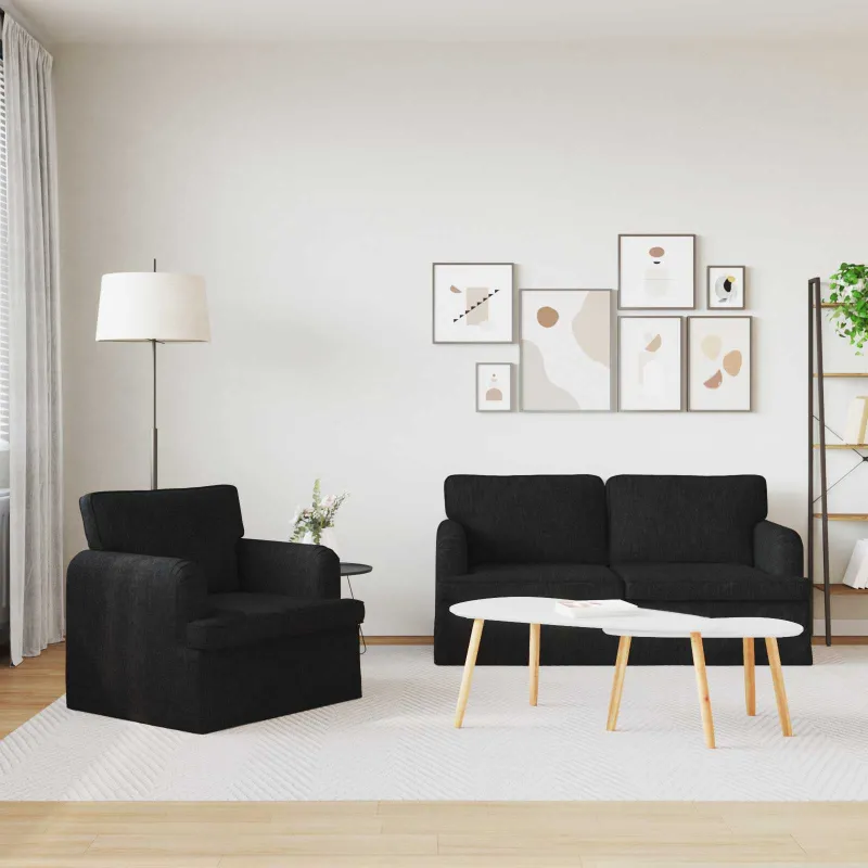 Sofos komplektas 2 pcs Juoda 162 x 80 x 85 cm audinys