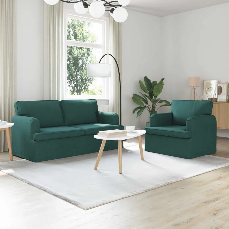 Sofos komplektas 2 pcs Tamsiai žalia 162 x 80 x 85 cm audinys