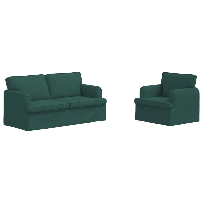 Sofos komplektas 2 pcs Tamsiai žalia 162 x 80 x 85 cm audinys