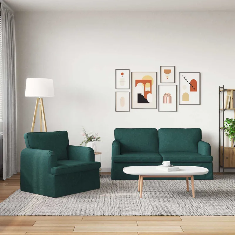 Sofos komplektas 2 pcs Tamsiai žalia 162 x 80 x 85 cm audinys
