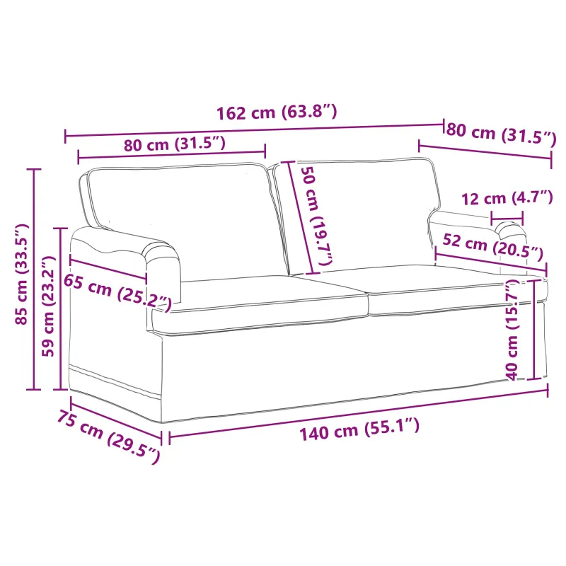Sofos komplektas 2 pcs Tortora 162 x 80 x 85 cm audinys