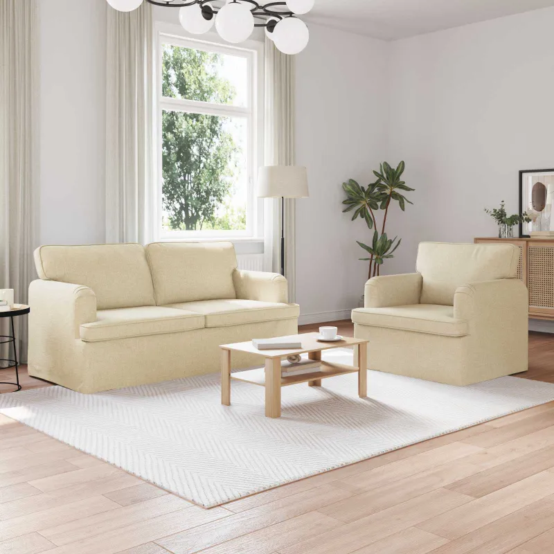 Sofos komplektas 2 pcs Kreminė 162 x 80 x 85 cm audinys